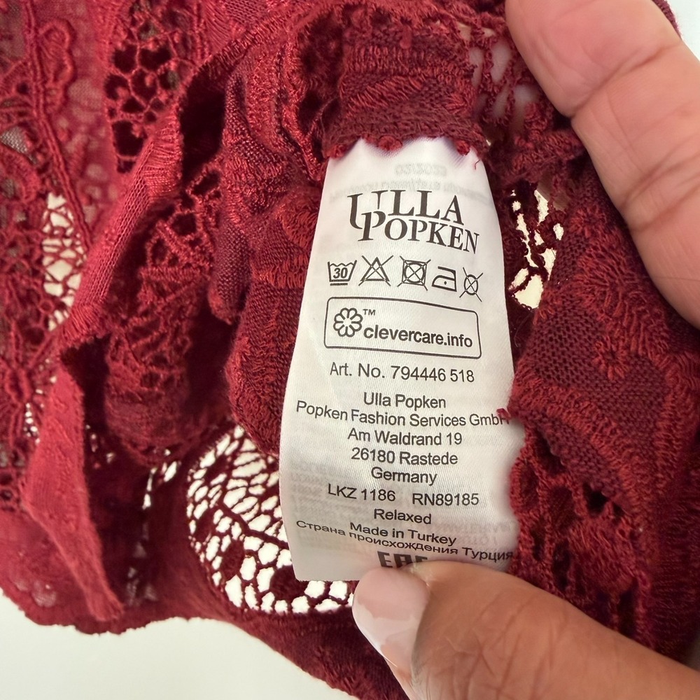 Ulla Popken Embroidered Pullover Poncho‎ Style Blouse Red Plus Size 2 Oversized - Picture 10 of 11